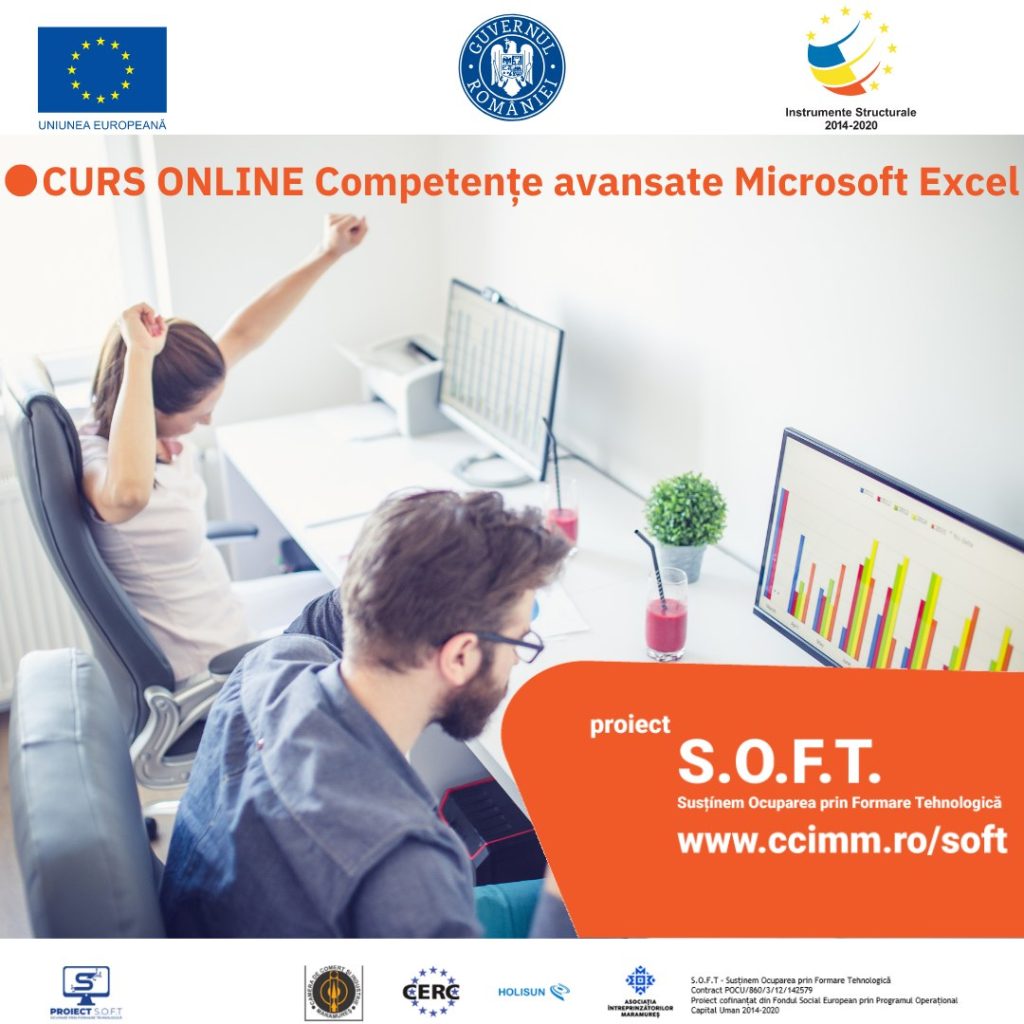 ÎN DERULARE: A treia serie a cursului on-line Competențe avansate Microsoft Excel, organizat de C.C.I. Maramureș în cadrul S.O.F.T.